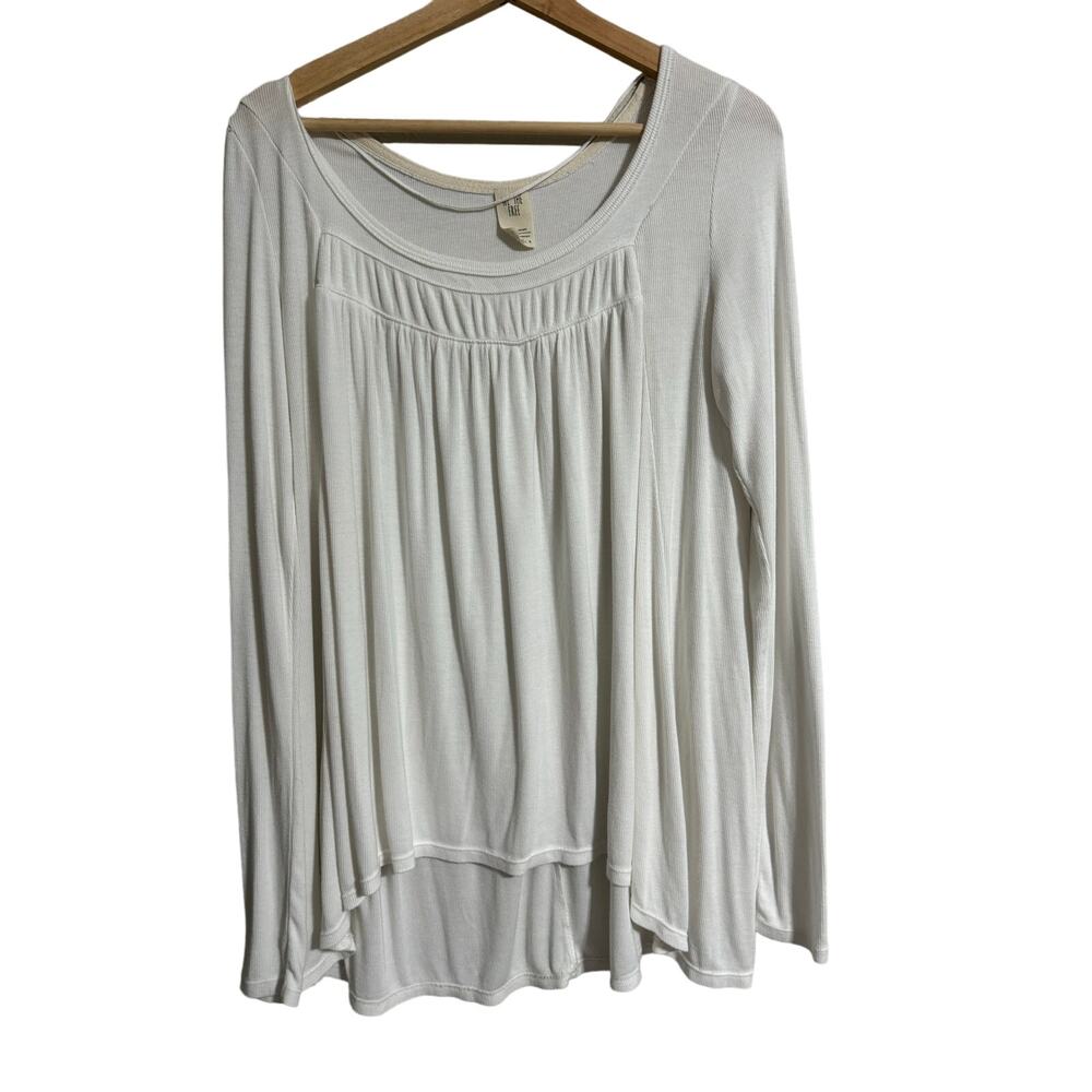 We The Free Ivory Ribbed Swing Top Medium